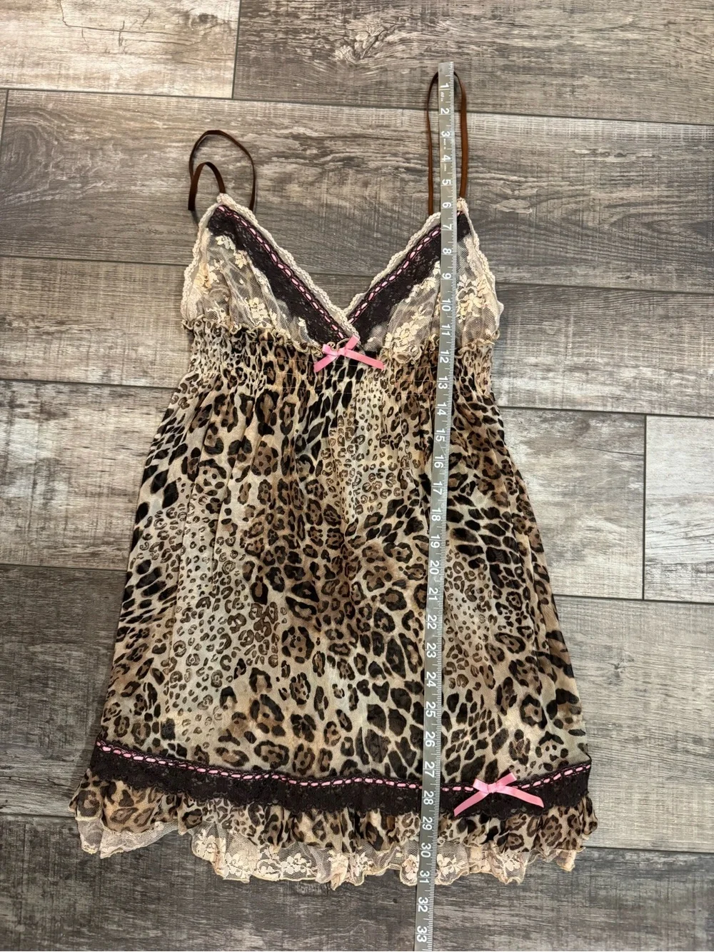 In Bloom Leopard Print Lace Chemise with Pink Accents